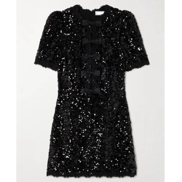 BEST Rebecca Vallance Diana Bow Mini Dress Sequin Black Cocktail Party AU8/US4 - Picture 5 of 9